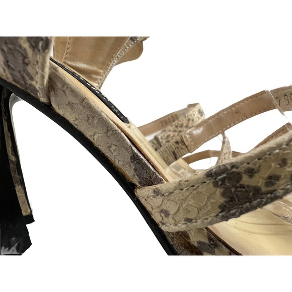 Vintage 90s Y2k Kenneth Cole Chunky Strappy Snakeskin Heels SZ 9 - Picture 7 of 16